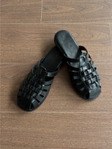 Woven leather slippers (2color)
