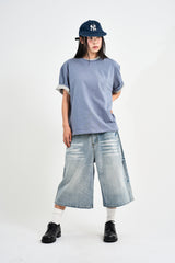 Mer Washed Denim Bermuda Pants