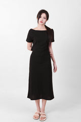オフショルダースリットロングワンピース Black