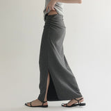 [Lantier] Banding Shirring Slit Long Skirt -3 colors