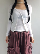 washing ribbon pocket cargo pants
