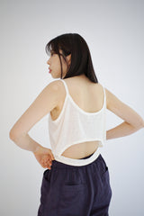 Linen blend Cutout top, Ivory