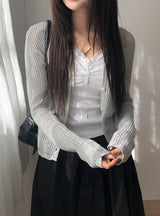 Detting Round V-Neck Knit Cardigan