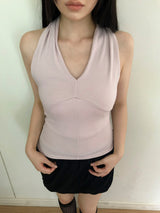 Cherom Slim-Fit Halter Neck Sleeveless Top