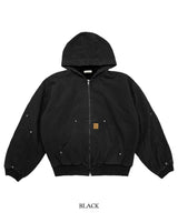 ASCLOピグメントウォッシングパッチフードジップアップ (3color)