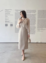 Shuan Tie Color Matching H-Line Long One Piece