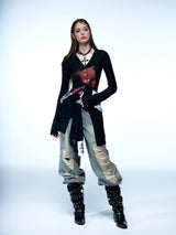 Emoha cosmo lady printed punk long shirt