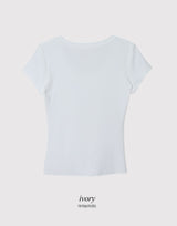 ベーシックスリムリブUネック半袖Tシャツ (5color)