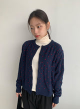 Yuhri Dot Round Knit Cardigan