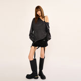 Hairy Zipslit Pullover - Charcoal
