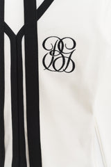 Logo Muffler V-neck Top White