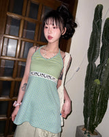 (2color) Dot Stripe Lace Halterneck Mini Dress