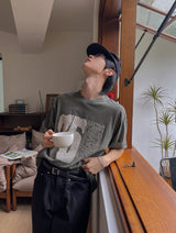 Pauline 75 レタリングピグメント半袖Tシャツ
