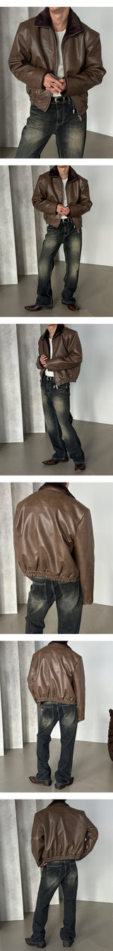 [F/W] Crack fur leather jacket(2color)
