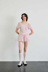 MINI HEART BALLOON SKIRT PANTS / WHITE
