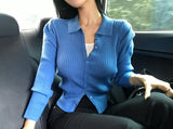 [BELLIDE MADE] Vivid, collar neck rib knit cardigan