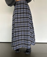 FEMININE HIP LONG CHECK JACQUARD SKIRT - 2 COLOR