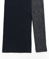 Melange Rib Panelled Long Dress _ NAVY