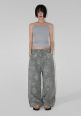 RIPSTOP FLOWER WIDE PANTS