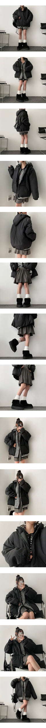 Depot Loose Stripe Hooded Knit Cardigan