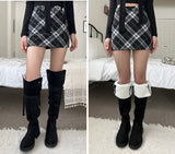 Winter folding dumble suede buckle belt knee high long boots (2 colors)