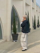 Platinum Grey Nylon Cargo Balloon Pants 2C