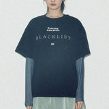 ブラックリストレタリングショートTシャツ (Black)