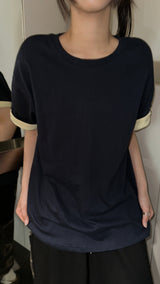 フェイク レイヤード アーム スナップ オーバーサイズ Tシャツ 6カラー