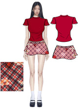 Check Floral Flare Mini Pants Skirt