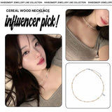 [Celeb pick] Cereal wood Necklace [oatmeal wood]