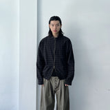 Dark Plaid Two-Way Zip Shirt
