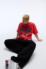 Weekend warrior typography printing long pants (Black)