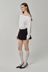 Misty button line knit, White