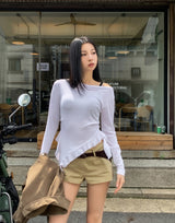Modney pintuck tail shirring long sleeve
