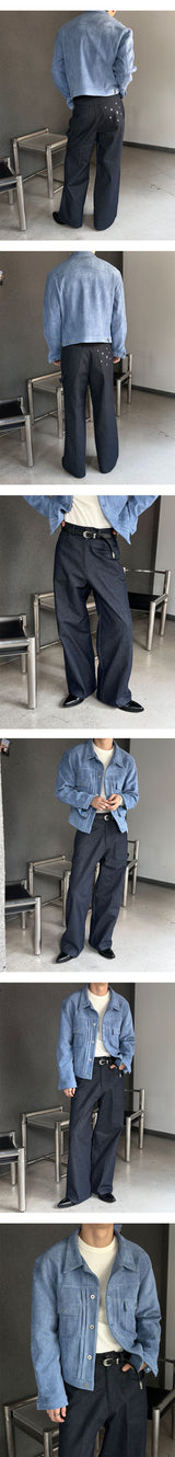 [Unisex] non pade バックステッチ デニムパンツ