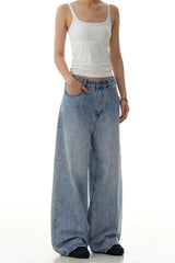 Washed Blue Straight Jeans