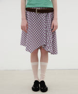 Checked Asymmetric Skirt - Pink