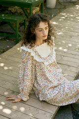 (24220WTLLN) ULLALA PAJAMAS Delluna Long Sleeve Two-Piece Light Khaki (30'S) Free Size