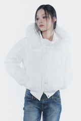 FOX FUR DOWN JACKET white