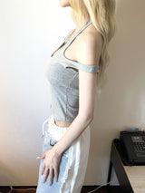 1278. Two way strap crop sleevless (2color)