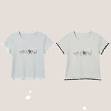 Cat Ribbon 🎀 Colorful Short-Sleeved T-Shirt (2 colors)