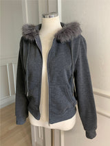 RABBIT FUR ZIP-UP
