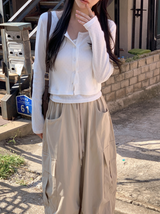 [SHOPPERMADE] Sucre Cotton Eyelet Crop Cardigan (5color)
