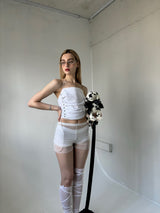 From button shirring top white