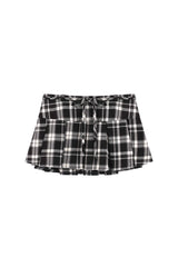 Hugging ribbon pleated skirt, Checked