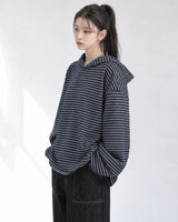 (UNISEX) マルチ ストライプ フード ロングスリーブ