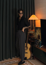 Loose-fitting ethnic punched collar knit shirt 3COLOR