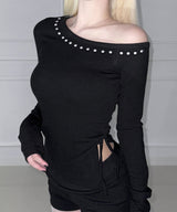 Stud Shirring Off Top (3colors)