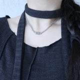 Surgical steel layered chain pendant necklace