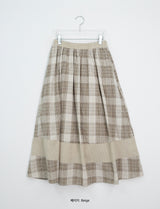 Juel Vintage Check Banding Long Skirt